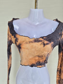 SHEIN Tie-Dye Ribbed Crop Top (Size S)