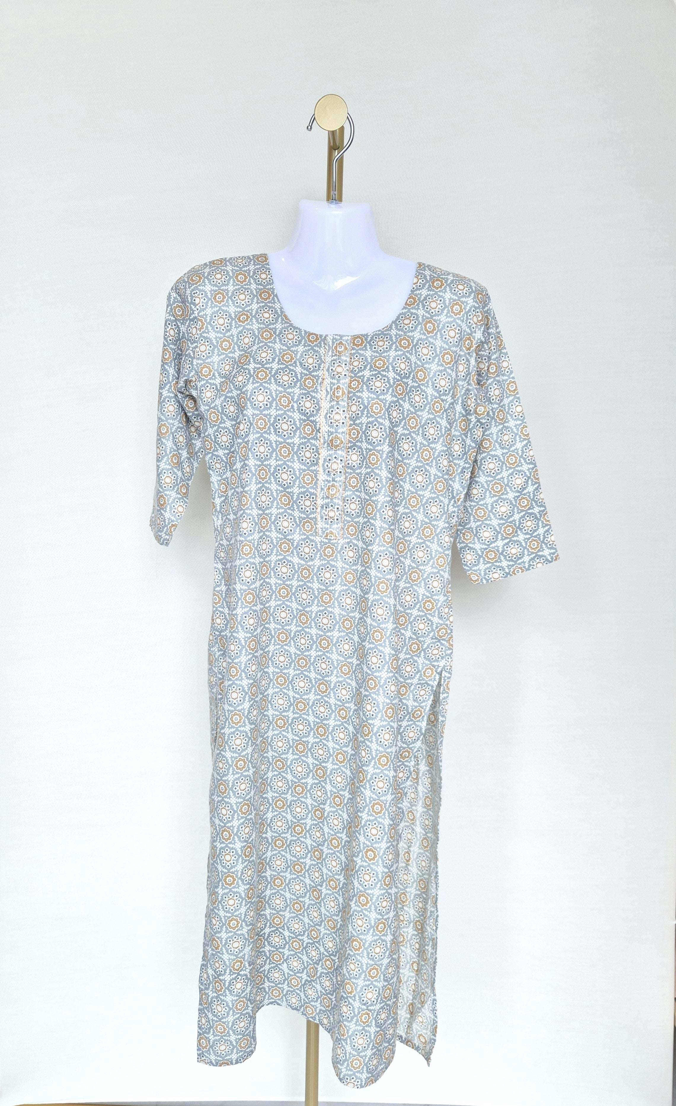 M Green – Printed Cotton Midi Dress (Size M)