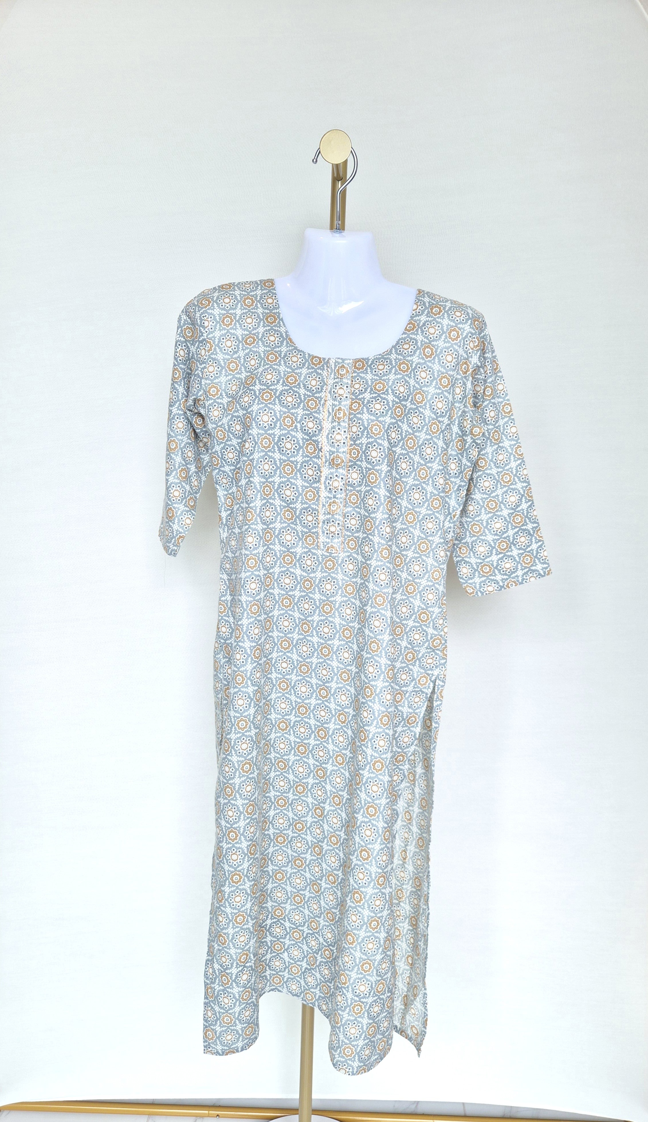 M Green – Printed Cotton Midi Dress (Size M)