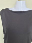Elegant Black Ruched Midi Dress Size S