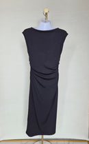 Elegant Black Ruched Midi Dress Size S