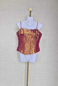 Copper Satin Embellished Corset Top Size M