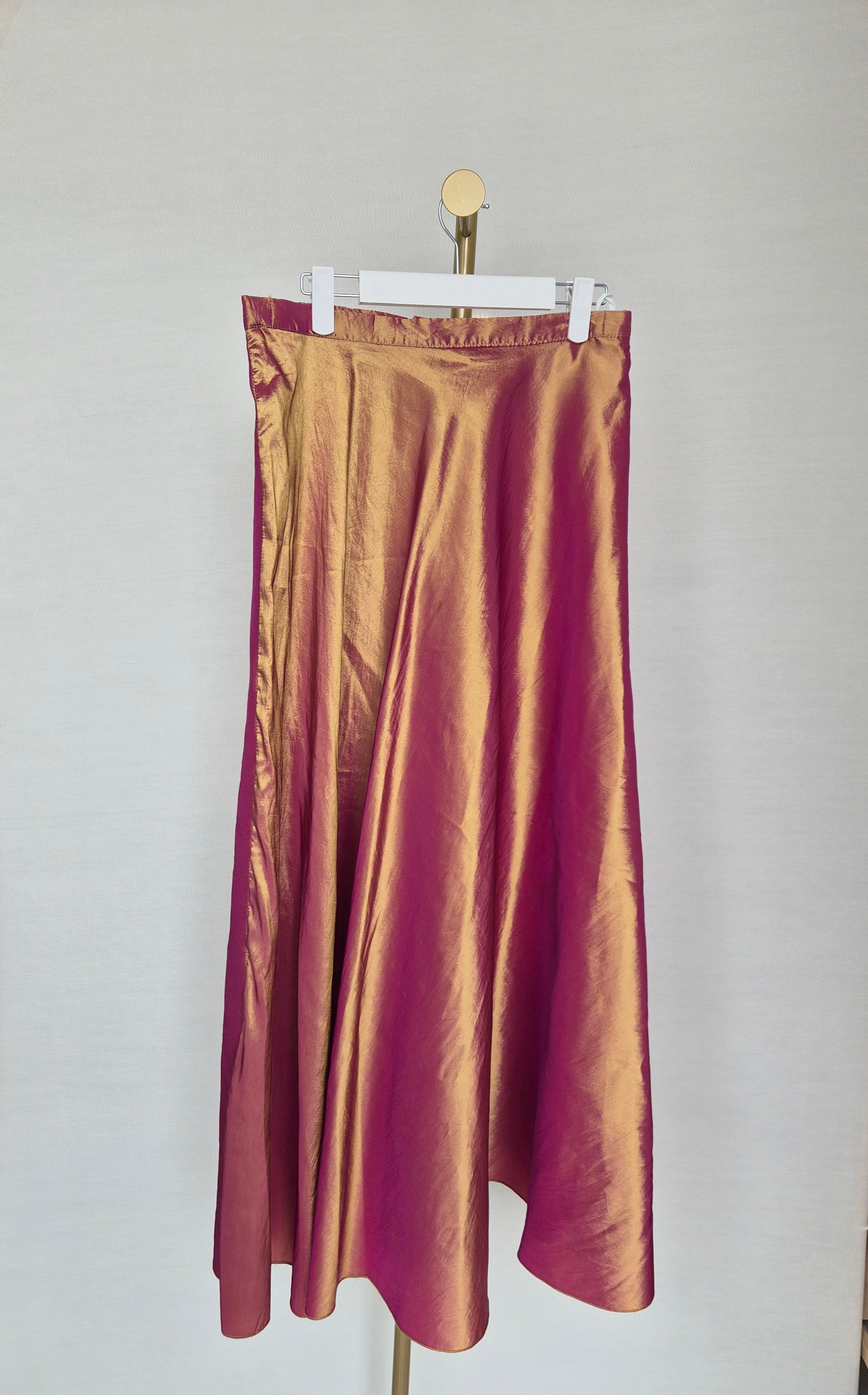 Copper Satin A-Line Maxi Skirt Size M
