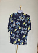 Tropical Pineapple Print Resort Shirt Free Size