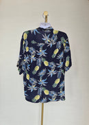 Tropical Pineapple Print Resort Shirt Free Size