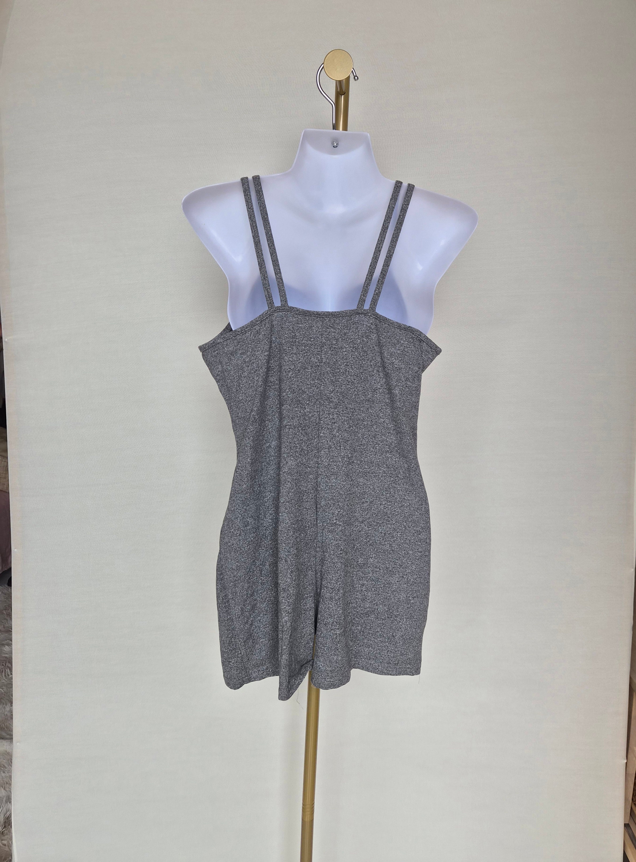 Grey Marled Double Strap Cami Play Suit Free Size
