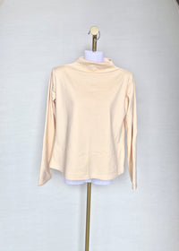 Cream Mock Neck Long Sleeve Top Size S