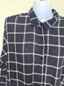 ZARA Basic Check Shirt Dress – Navy/White (Size M)