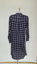 ZARA Basic Check Shirt Dress – Navy/White (Size M)