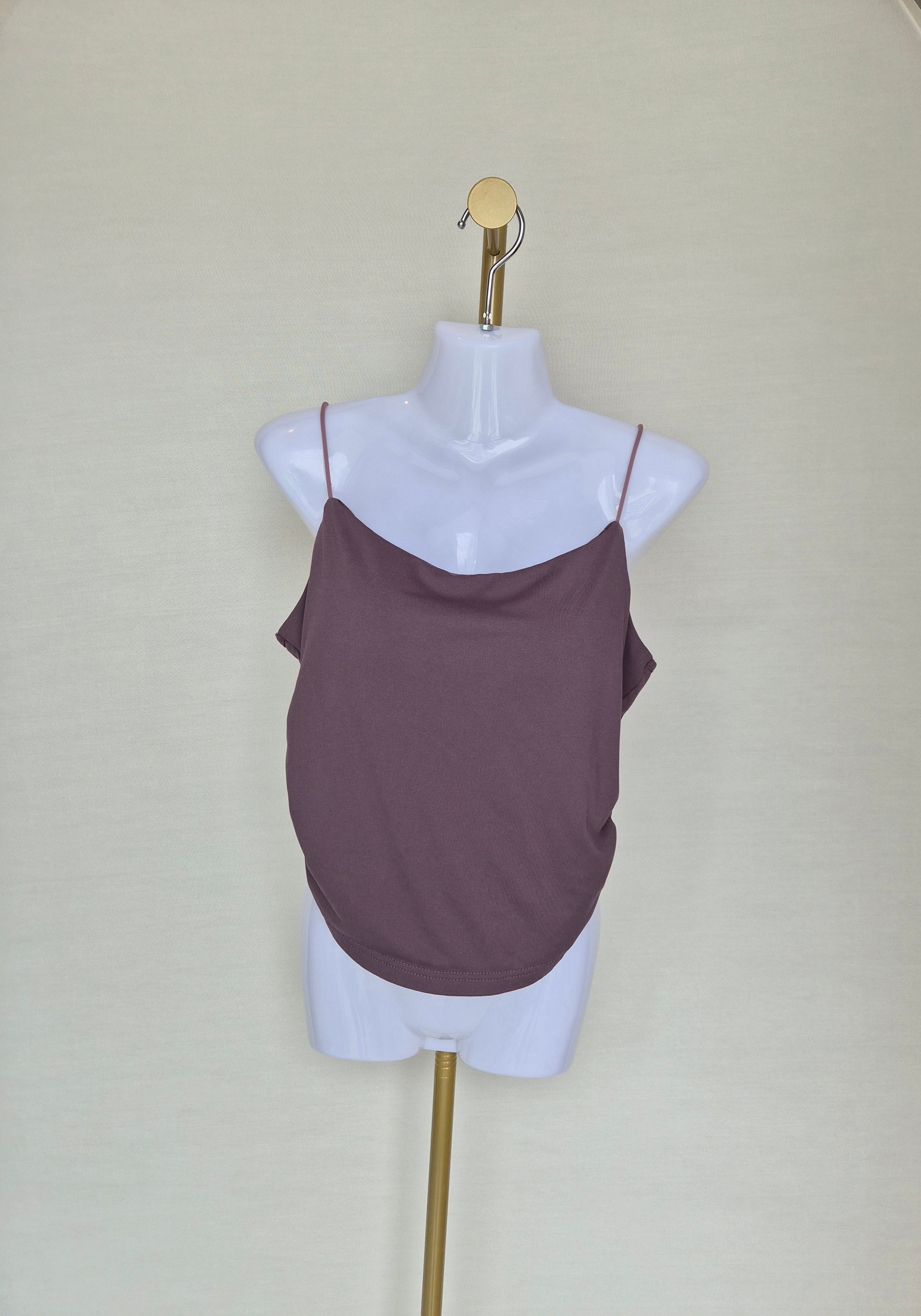 Chocolate Brown Cowl Neck Cami Top
