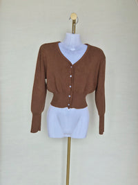 Brown Knit Cropped Cardigan Size S