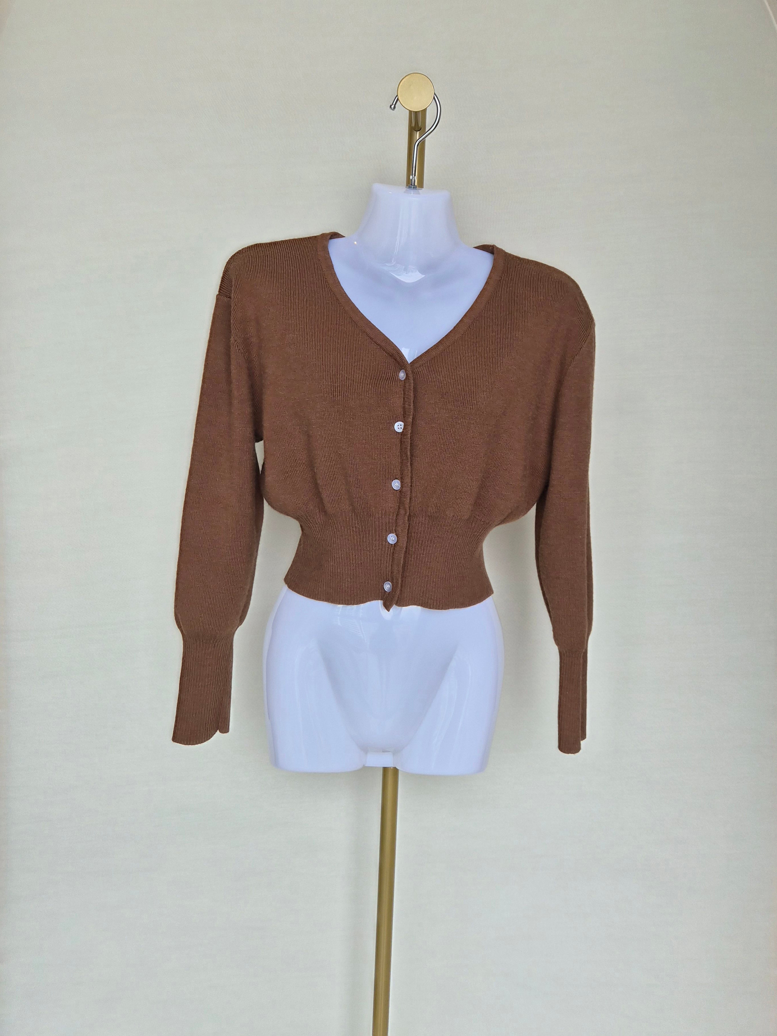 Brown Knit Cropped Cardigan Size S