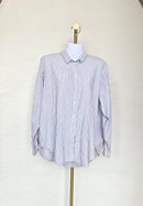 Classic Blue & White Striped Button-Up Shirt Free Size