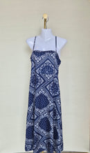 Navy Paisley Strappy Midi Dress Free Size