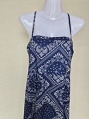 Navy Paisley Strappy Midi Dress Free Size