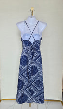 Navy Paisley Strappy Midi Dress Free Size
