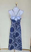 Navy Paisley Strappy Midi Dress Free Size