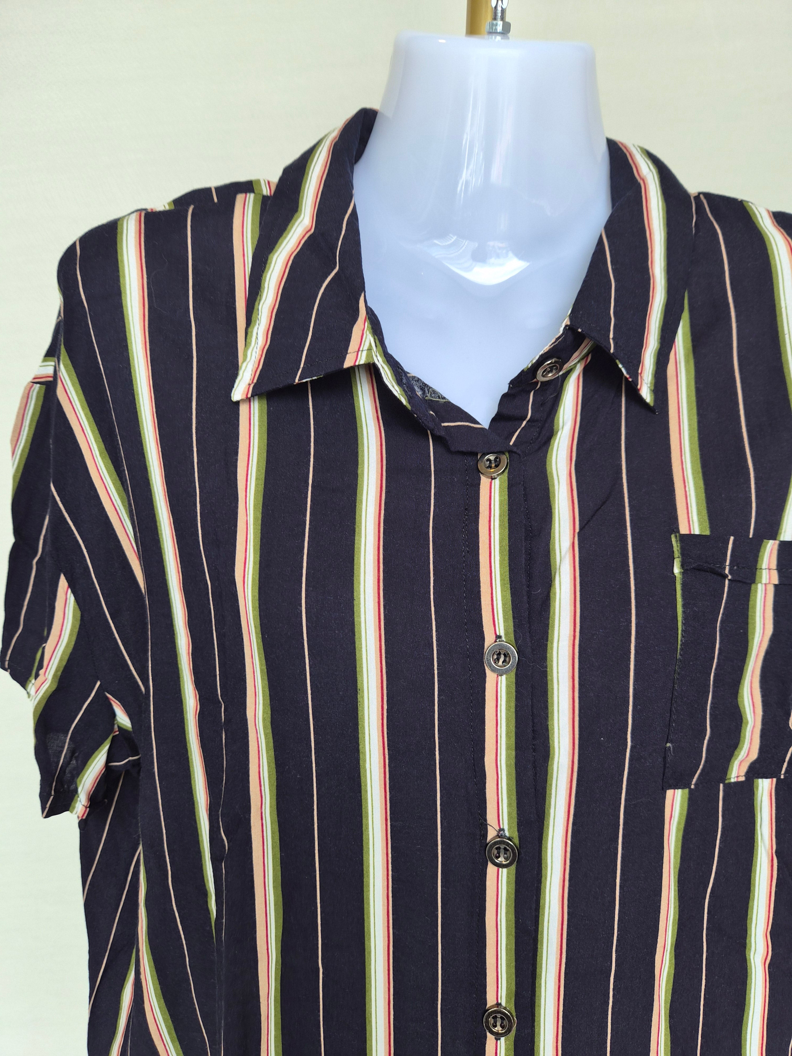 KITSCHEN Striped Short Sleeve Shirt – Size XL