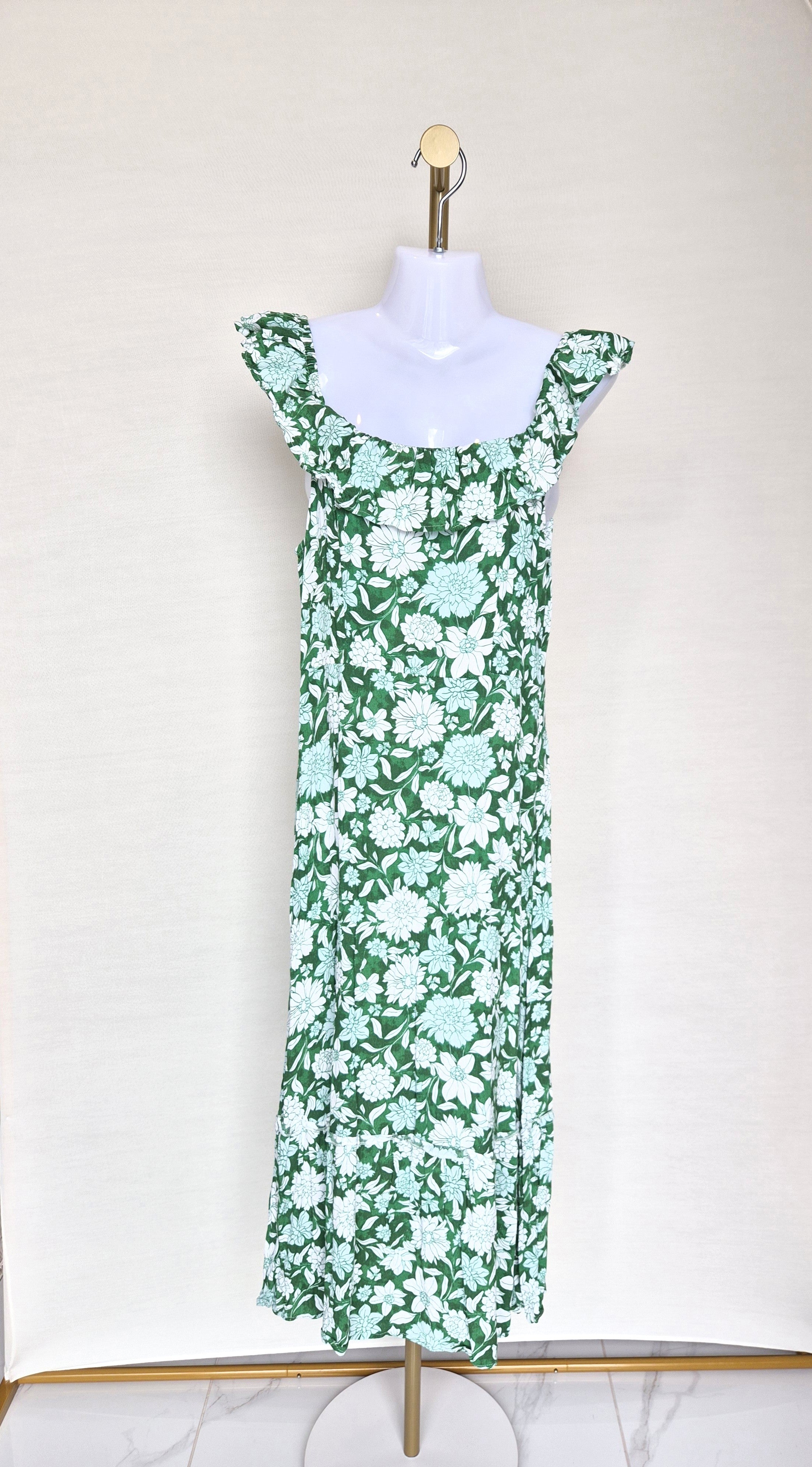 MNG Floral Ruffle Midi Dress – Size M
