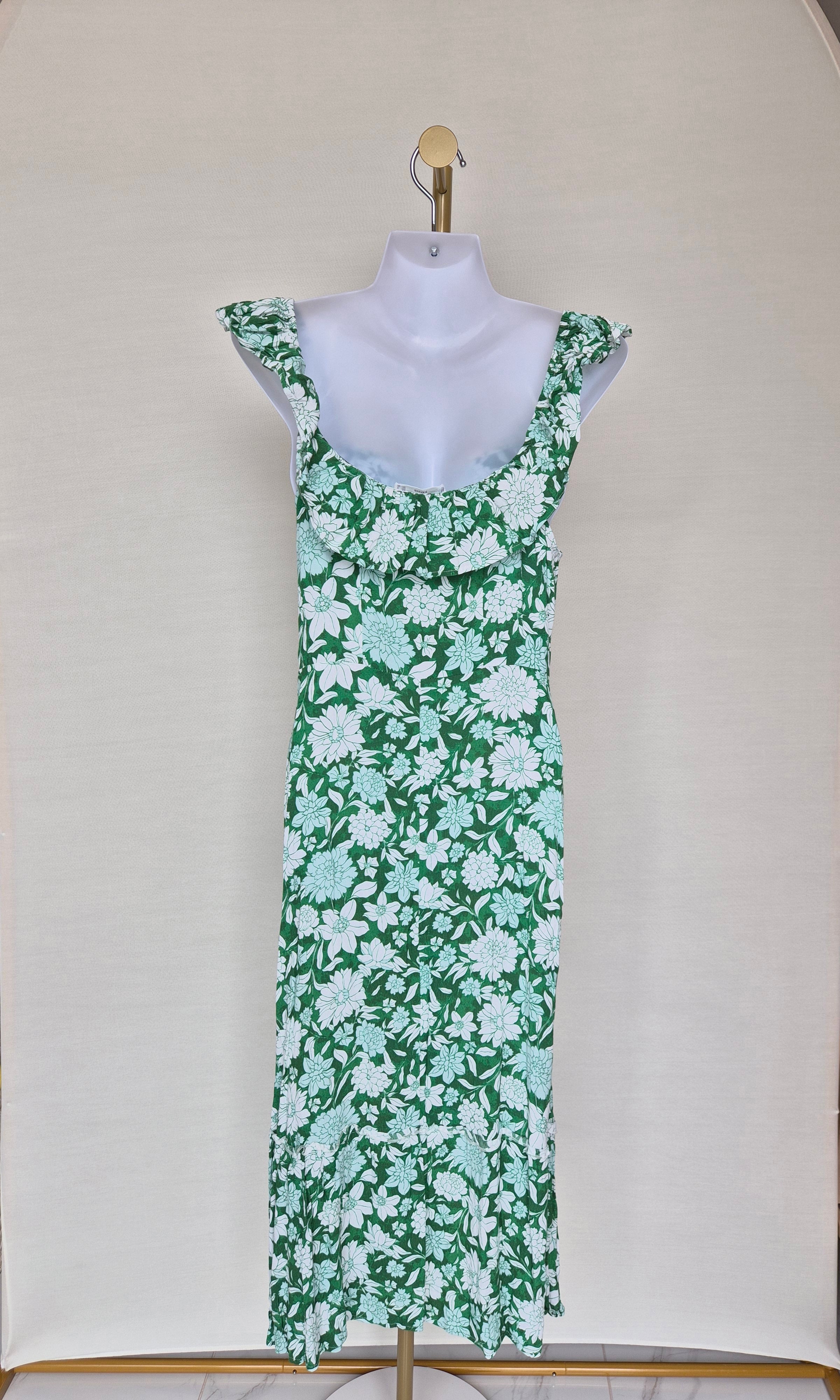 MNG Floral Ruffle Midi Dress – Size M