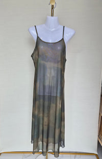 Sheer Mesh Maxi Cover-Up Dress – Olive Grey