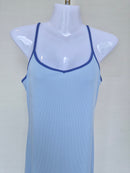 Blue Ribbed Slip Dress Free Size