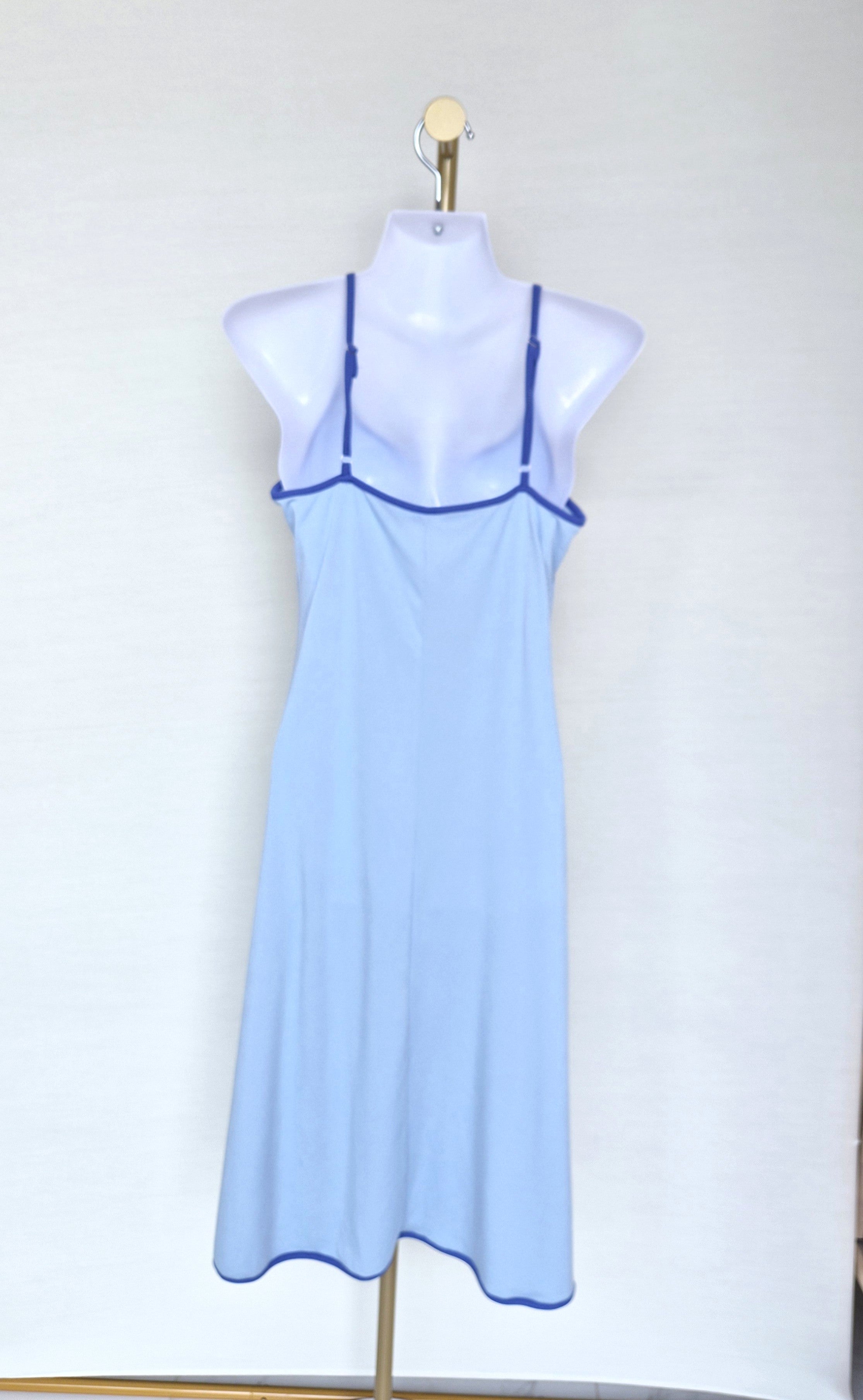 Blue Ribbed Slip Dress Free Size