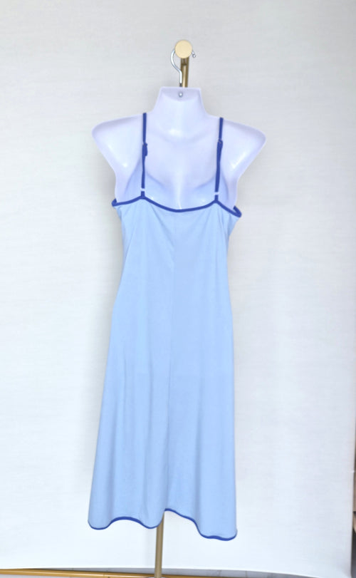 Blue Ribbed Slip Dress Free Size