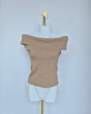 Beige Off-Shoulder Knit Top