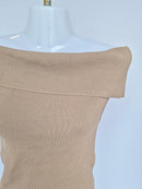 Beige Off-Shoulder Knit Top