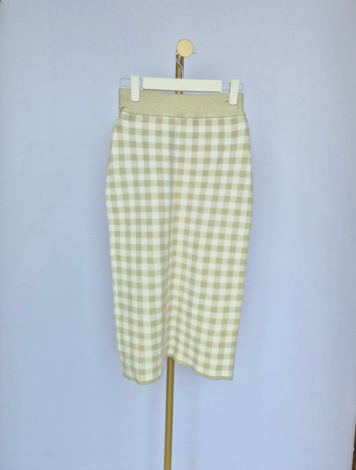 Love, Bonito Gingham Knit Midi Skirt – Size S (UK 8)