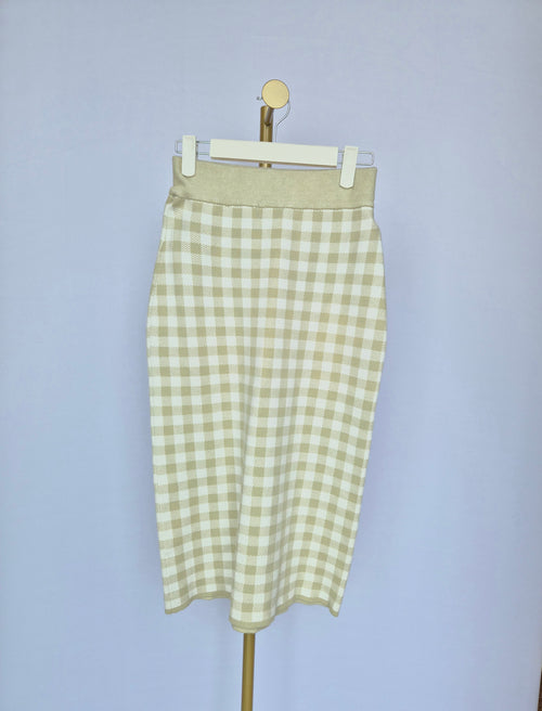 Love, Bonito Gingham Knit Midi Skirt – Size S (UK 8)