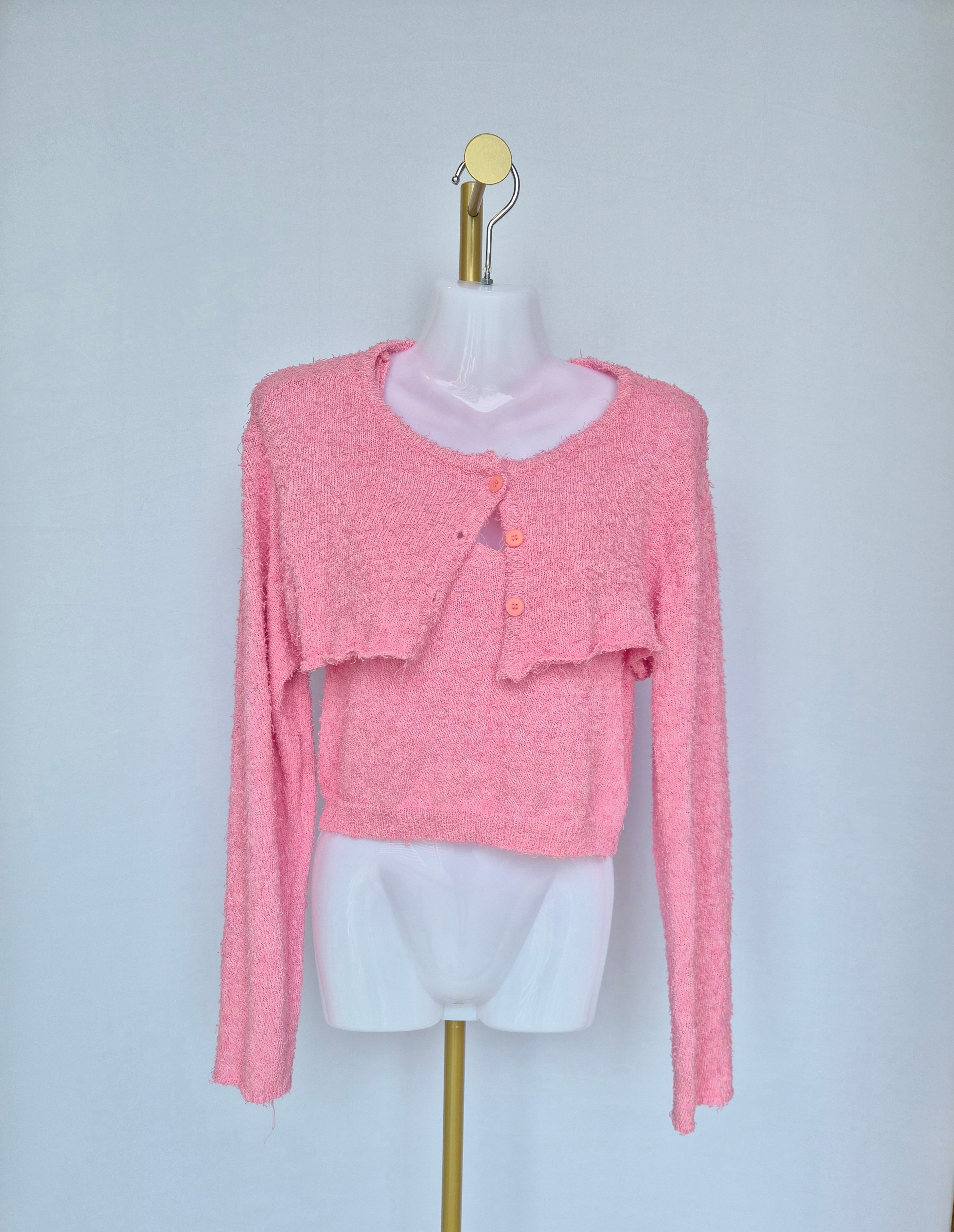 Attention (Korea) Pink Cropped Knit