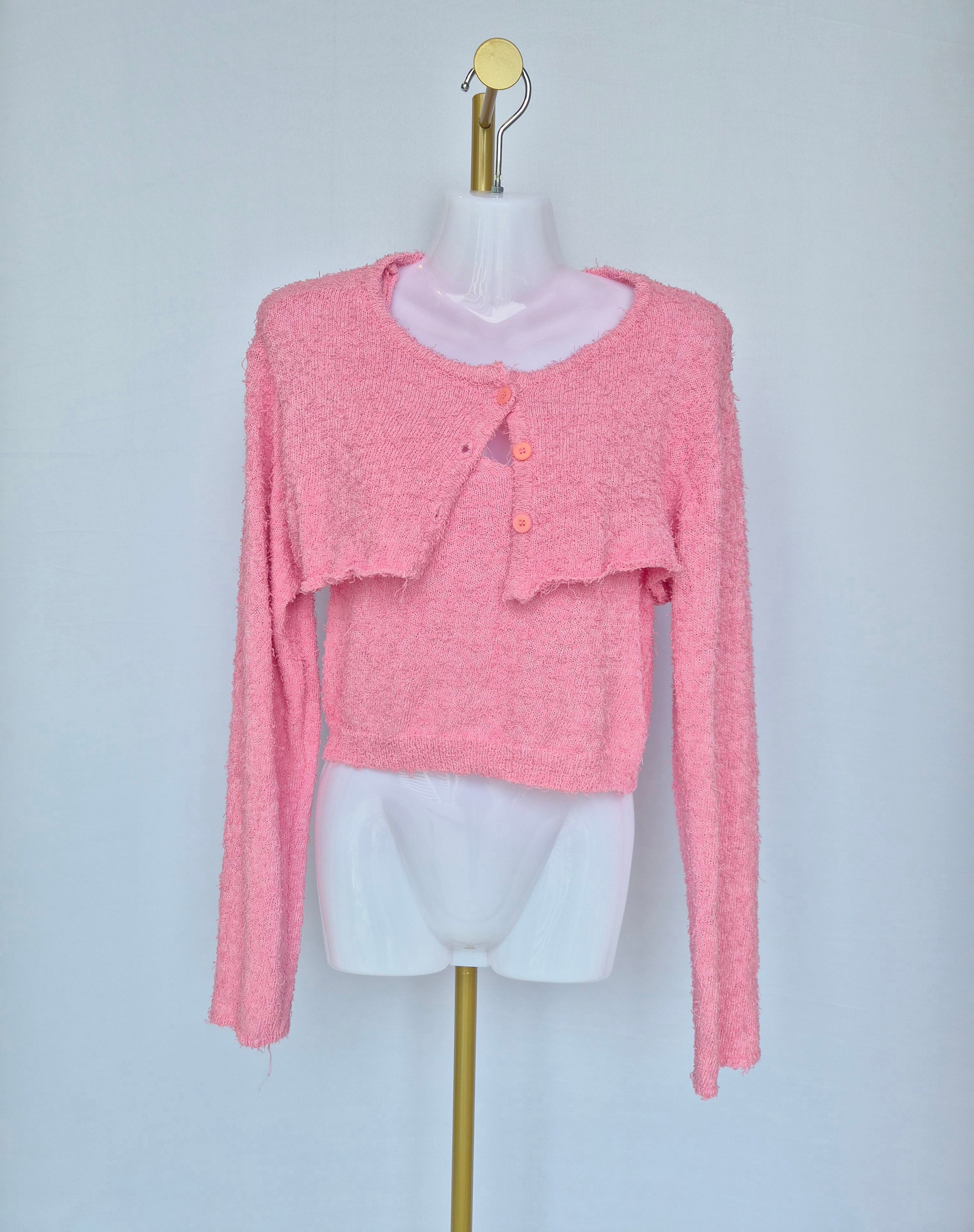 Attention (Korea) Pink Cropped Knit