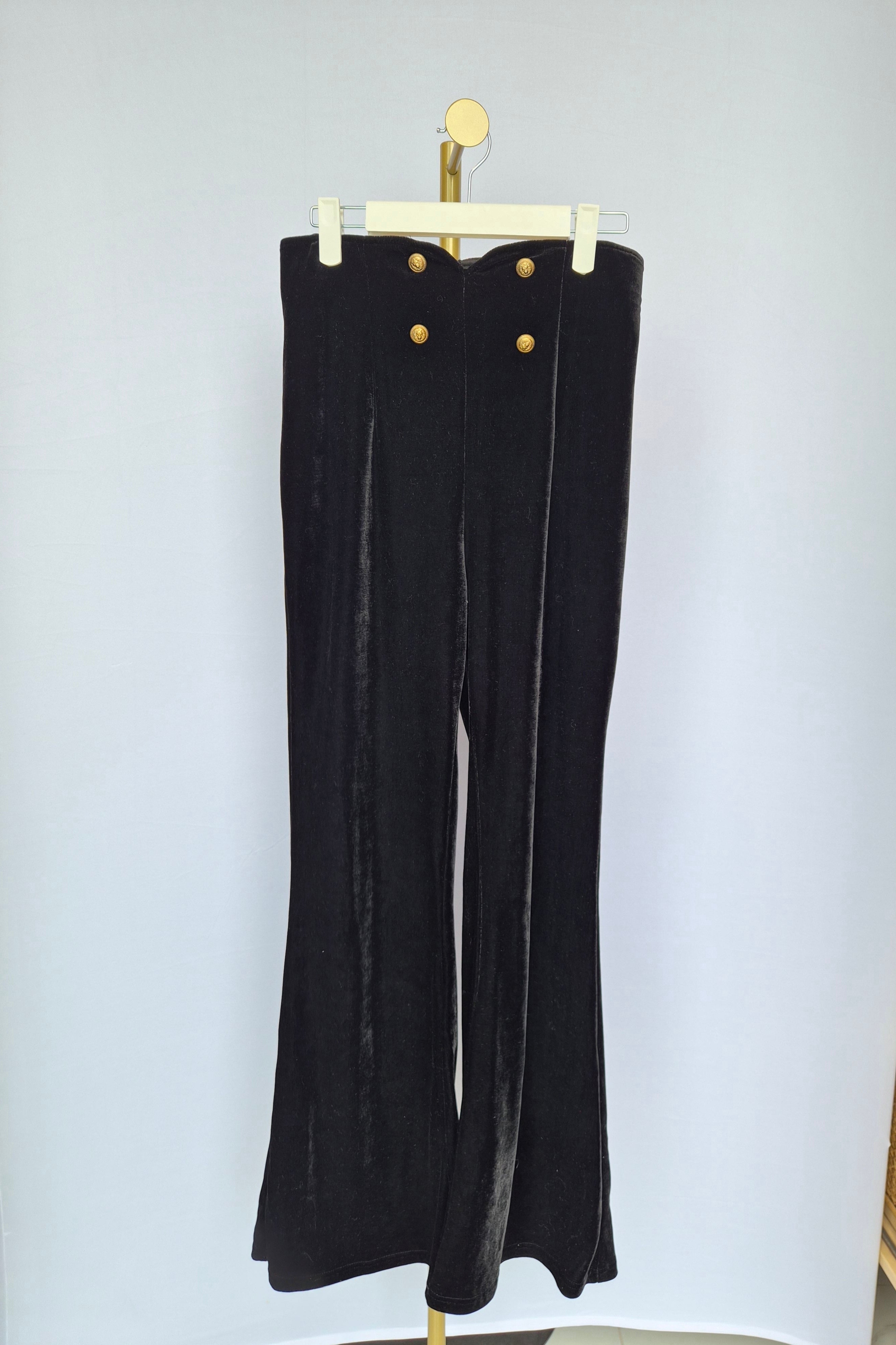 AG Collective Black Velvet Flared Pants – Size M