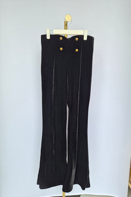 AG Collective Black Velvet Flared Pants – Size M