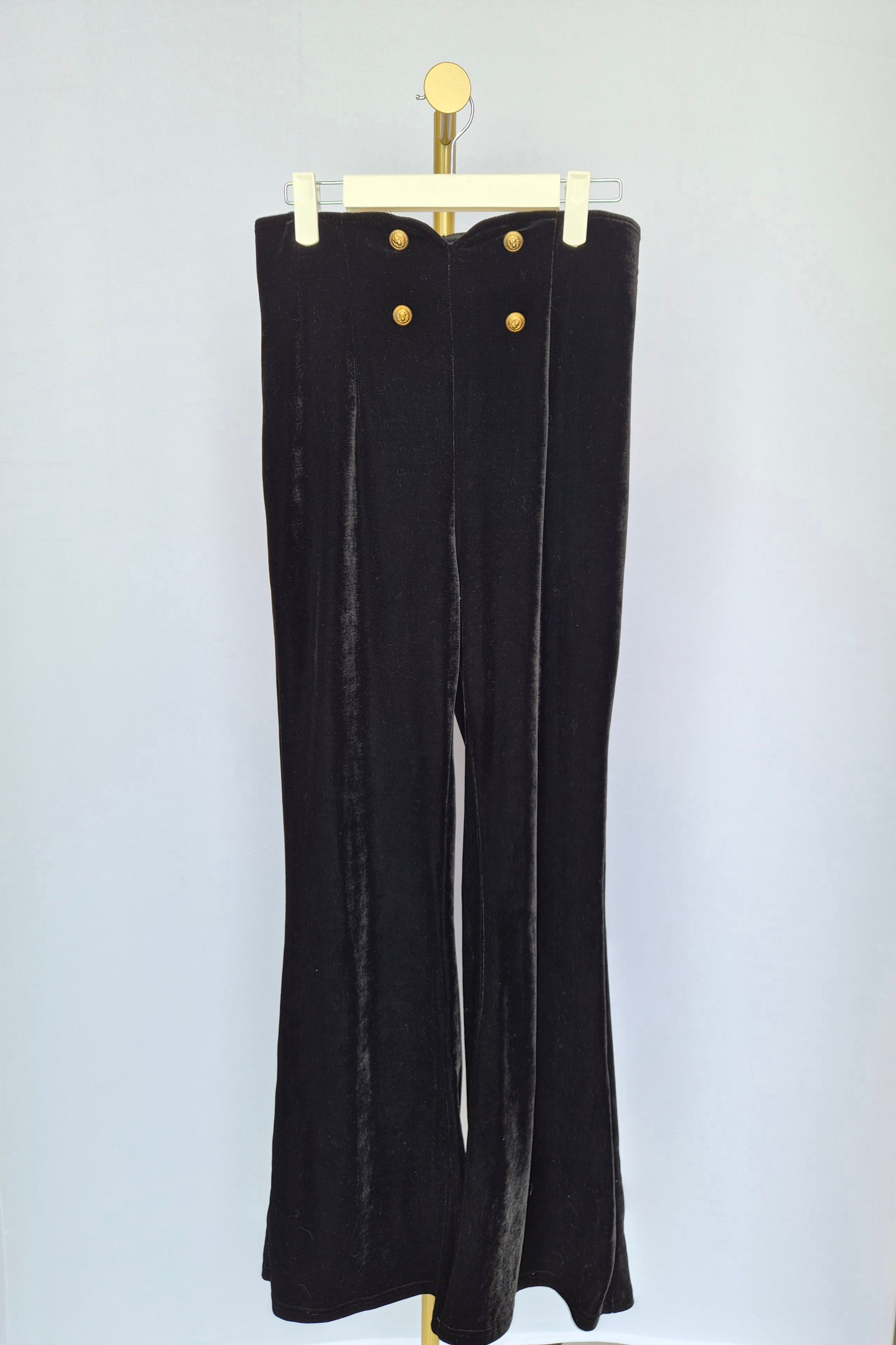 AG Collective Black Velvet Flared Pants – Size M