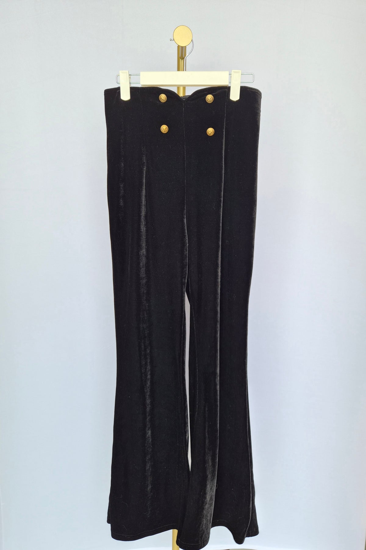 AG Collective Black Velvet Flared Pants – Size M