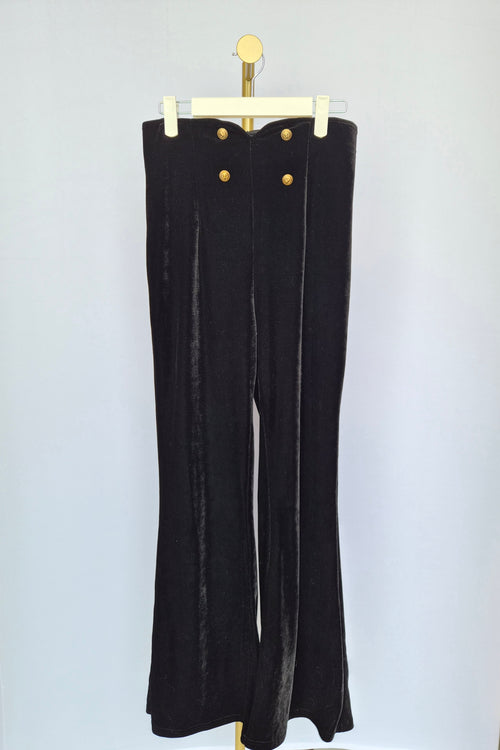 AG Collective Black Velvet Flared Pants – Size M
