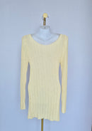 Cream Ribbed Knit Long Sleeve Top