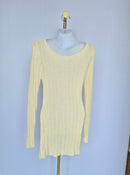 Cream Ribbed Knit Long Sleeve Top