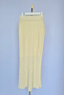 Cream Ribbed Knit Maxi Skirt
