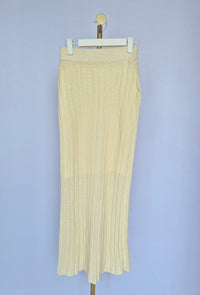 Cream Ribbed Knit Maxi Skirt