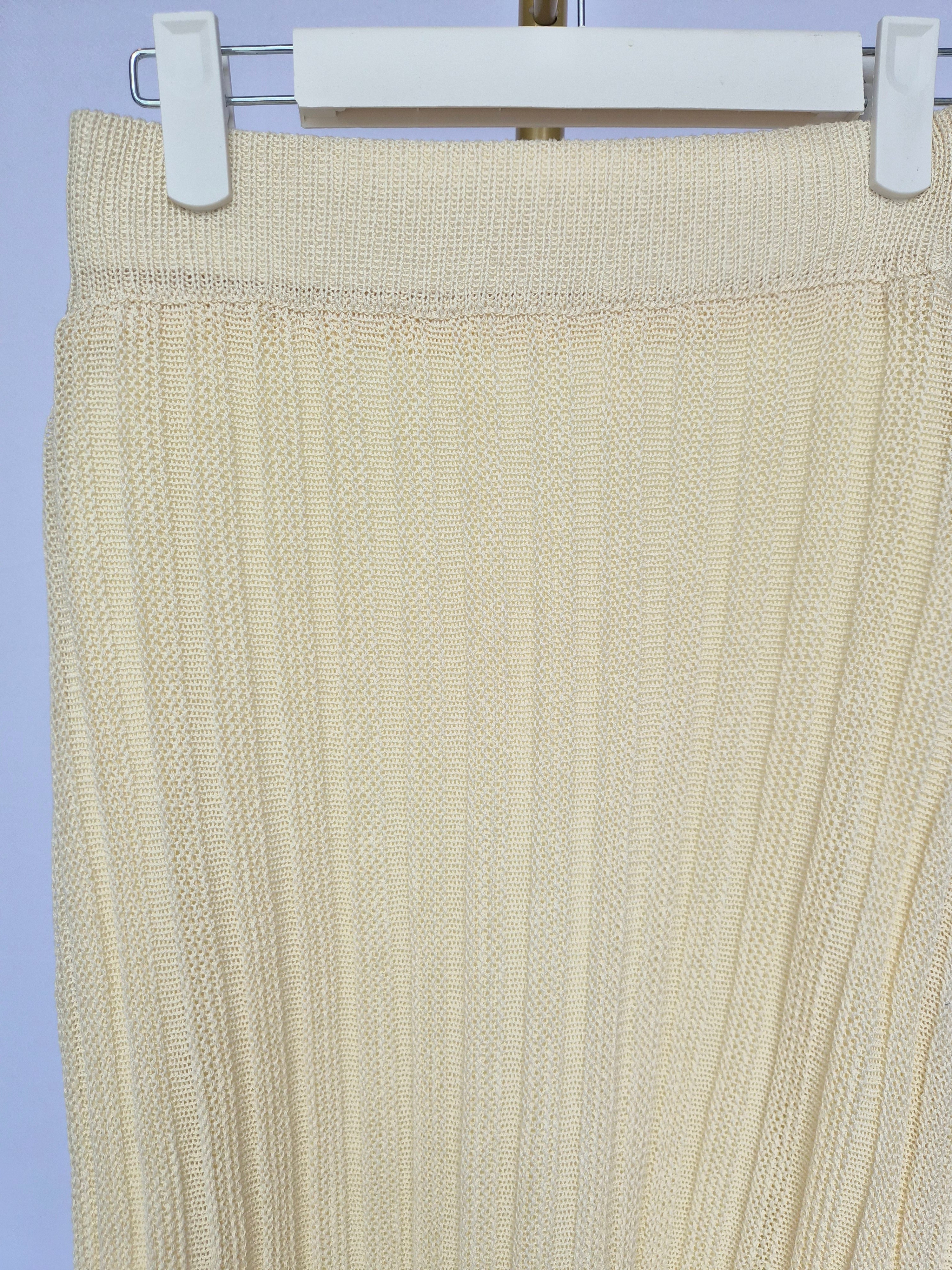 Cream Ribbed Knit Maxi Skirt