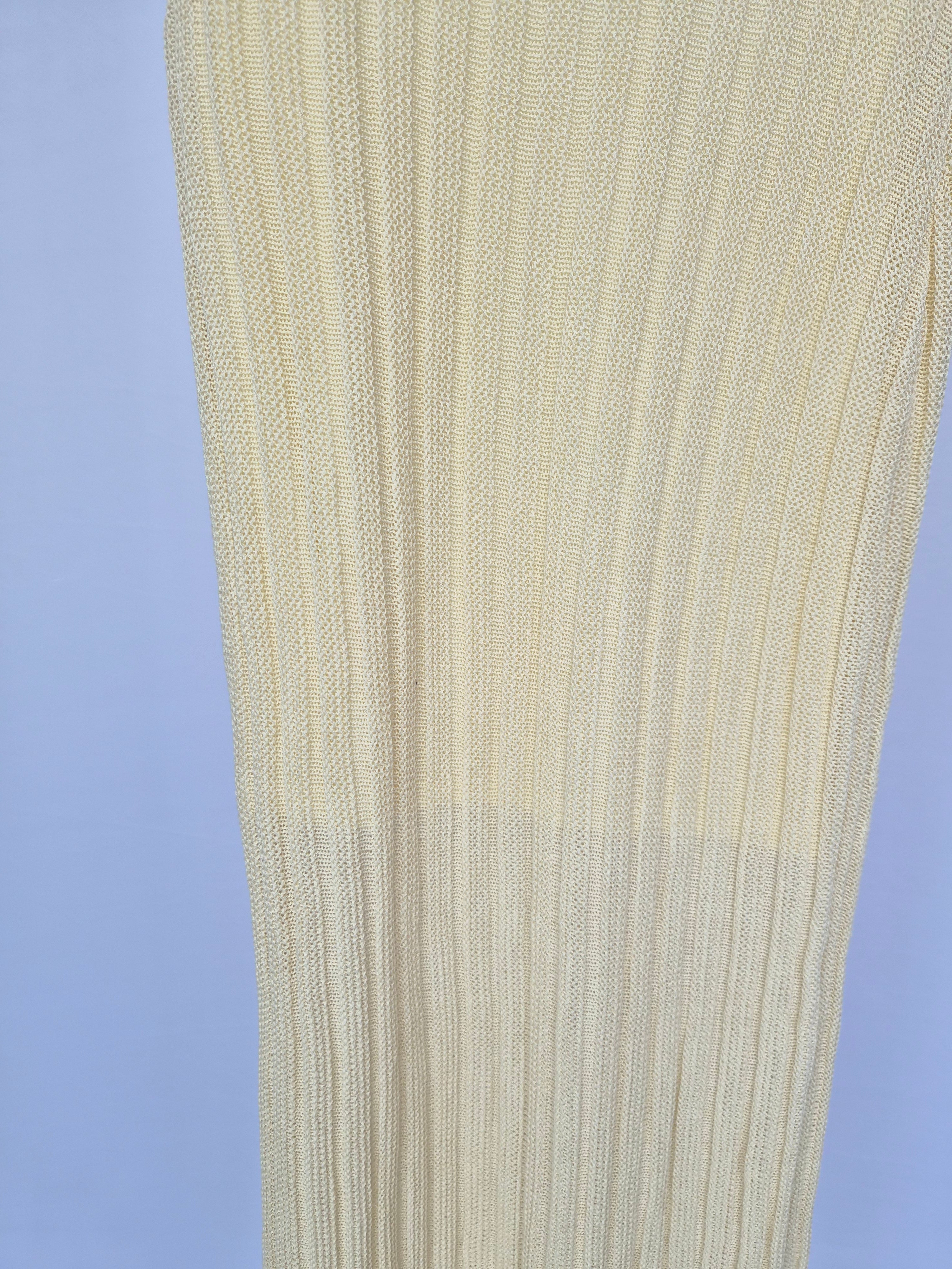 Cream Ribbed Knit Maxi Skirt