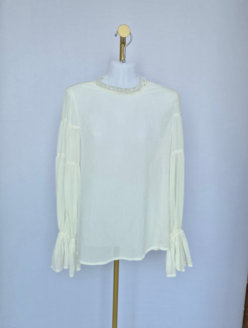 White Lace Trim Blouse