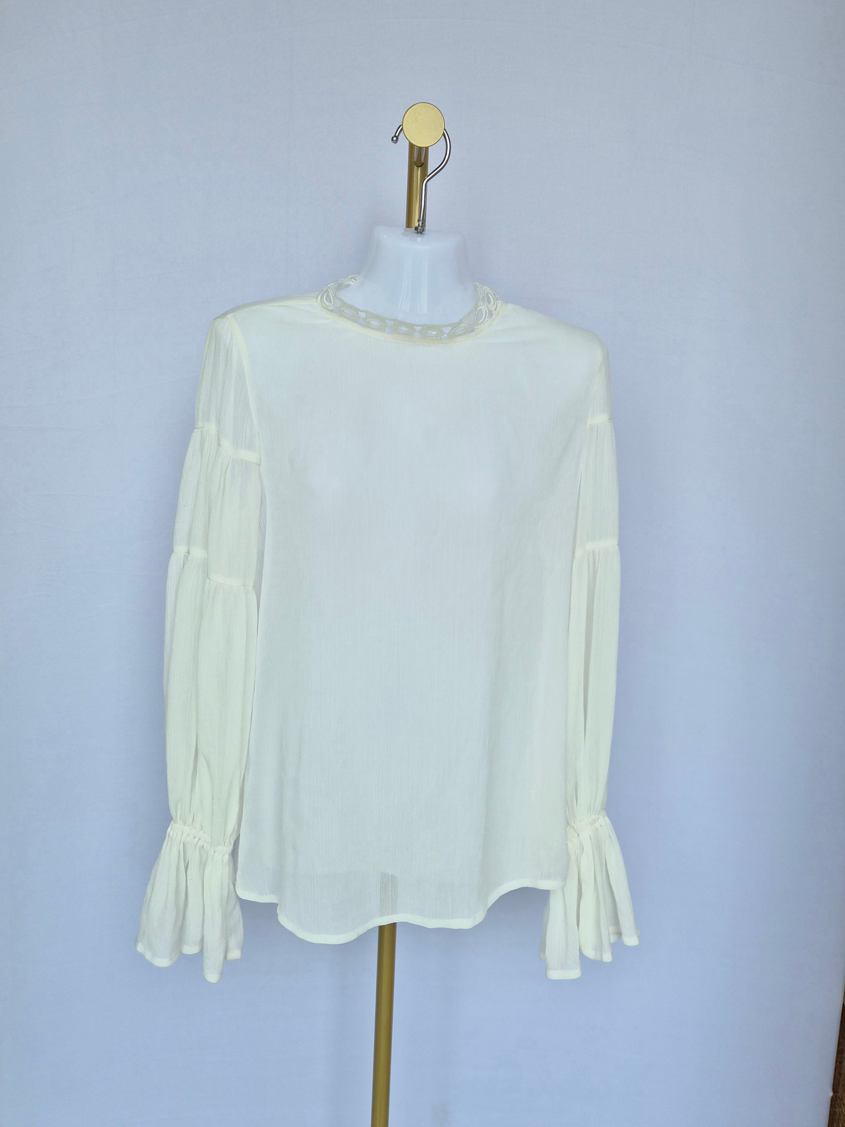 White Lace Trim Blouse