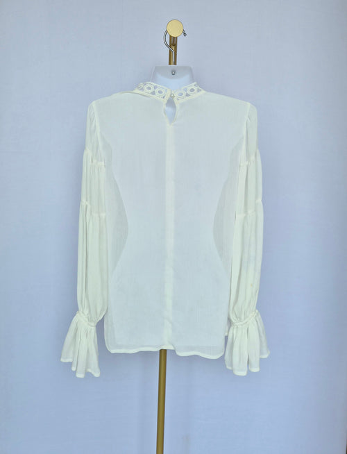 White Lace Trim Blouse