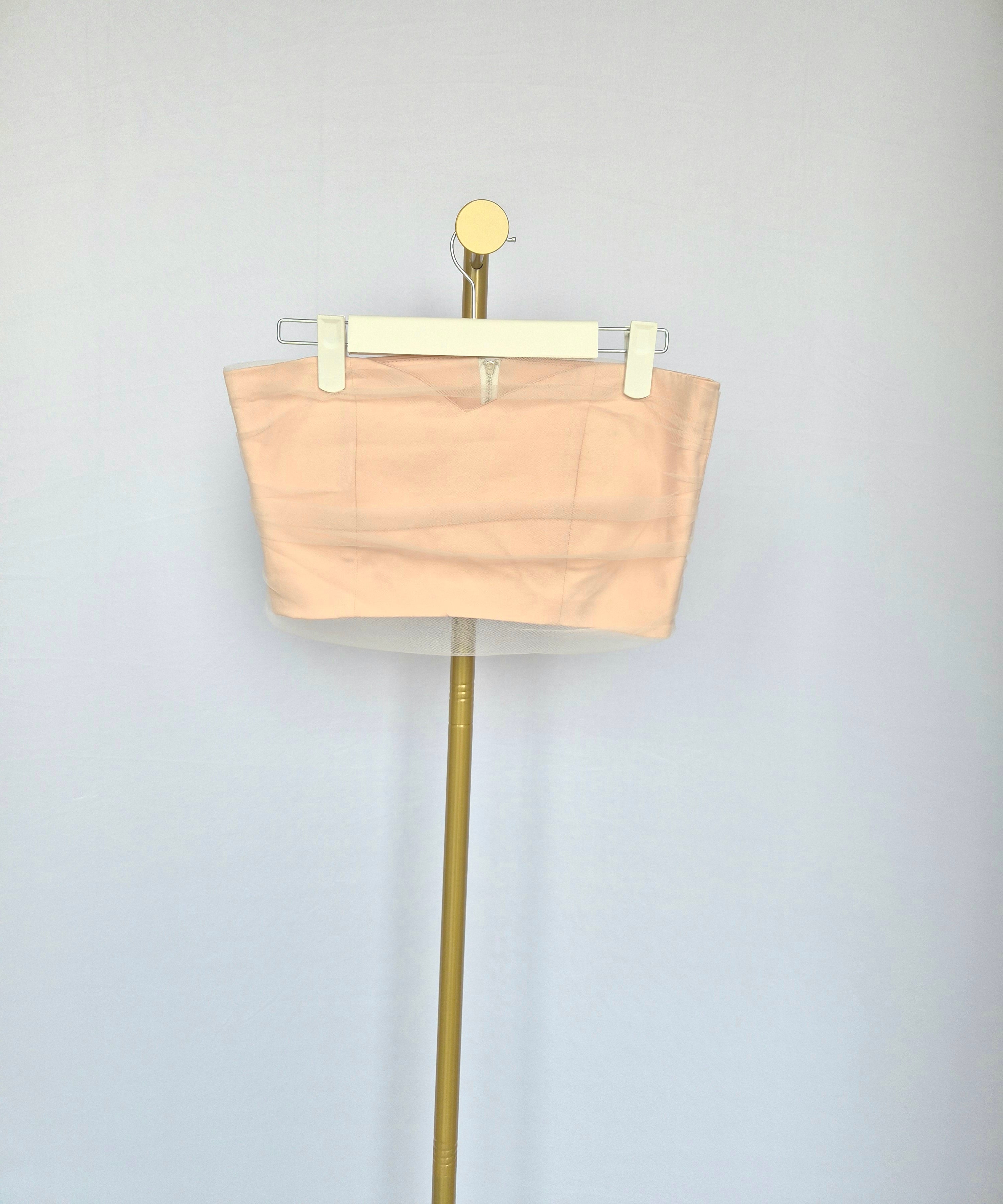 Diani Blush Pink Mesh Bandeau Crop Top
