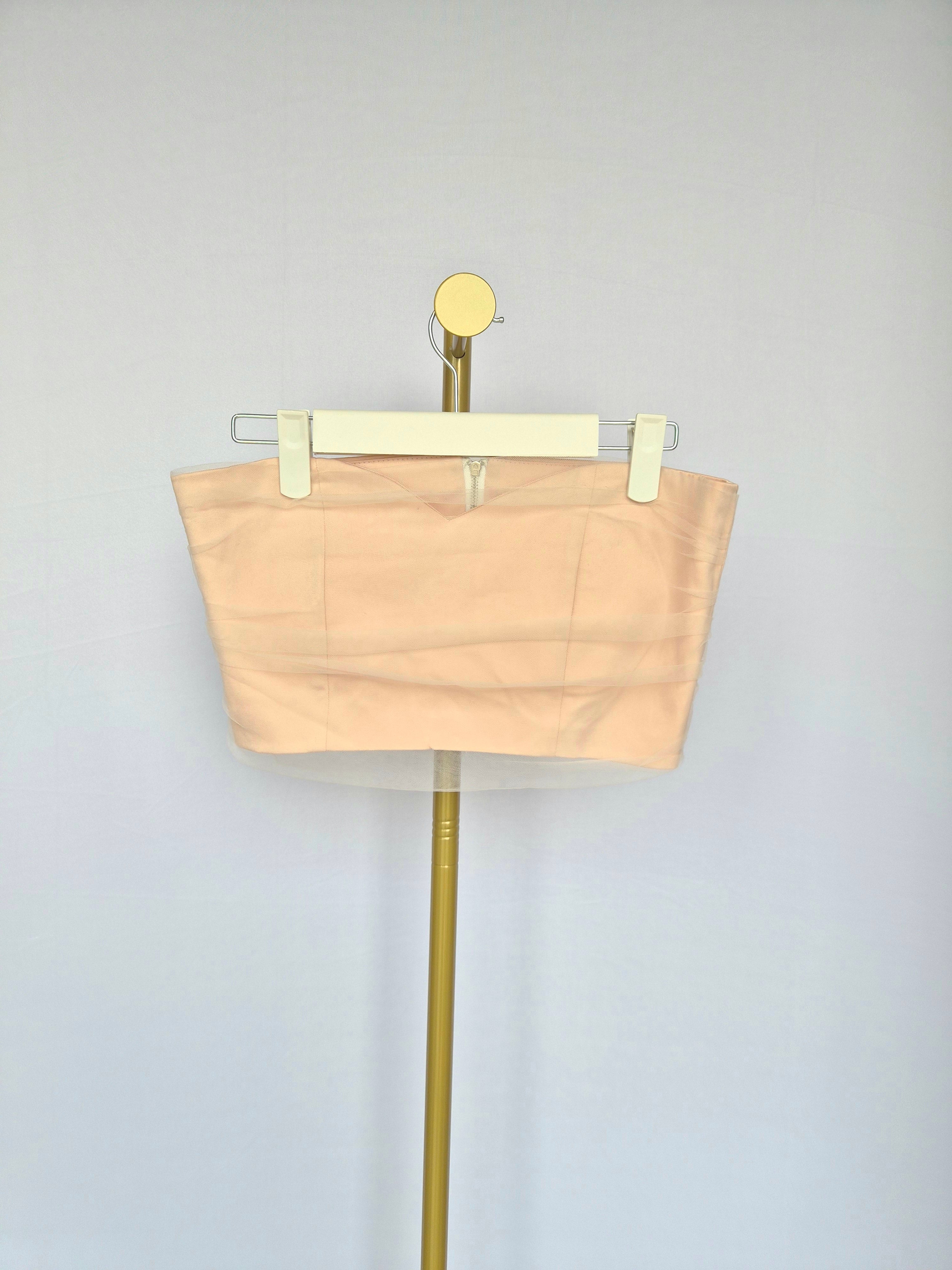 Diani Blush Pink Mesh Bandeau Crop Top